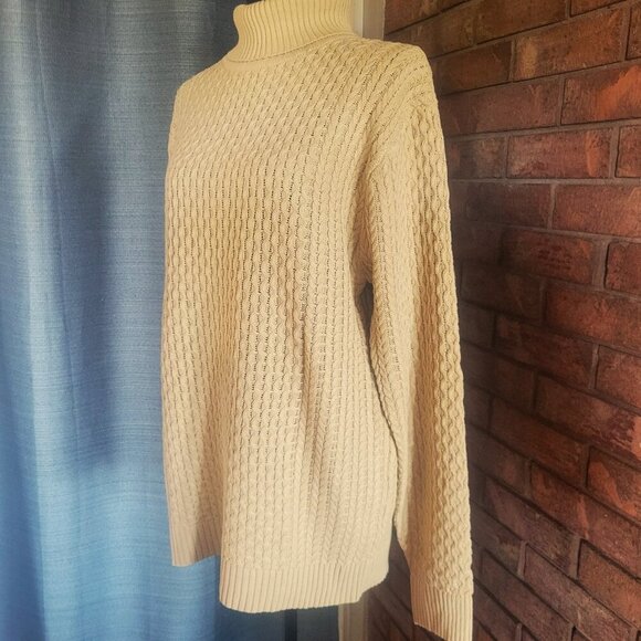 Coofandy Turtleneck Cableknit Textured Rich Tan Sweater Women's - Size L - Picture 5 of 10